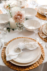 Set 6 Tovaglioli In Stoffa Poliestere Bianco – 49,5x46,5 Cm – Lavabili E Riutilizzabili Per Matrimoni E Cene