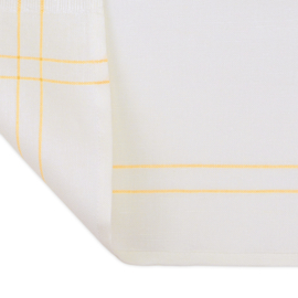 Serveringsduk, vit med gula ränder, halv linne / halv bomull, 50x65 cm, Treb TW