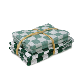 Set Tessili da Cucina Verde 2x Asciugamani 50x50cm + 2x Strofinacci 65x65cm - Asciugamani Treb