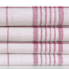 Glasdoek Rode lijnen Half Linnen/Katoen 70x70cm - Treb Towels