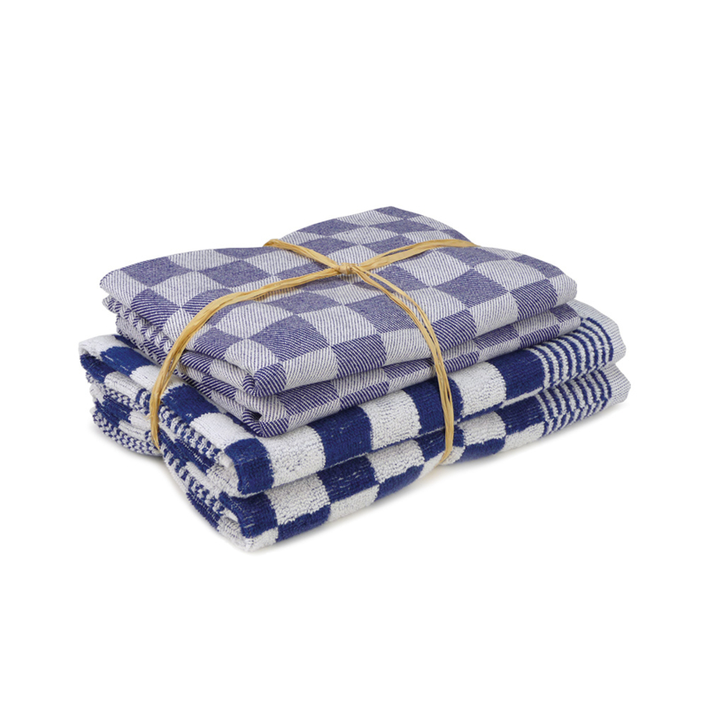 Keukenset, Blauw, 2x Handdoek 50x50cm + 2x Theedoek 65x65cm, Treb Towels