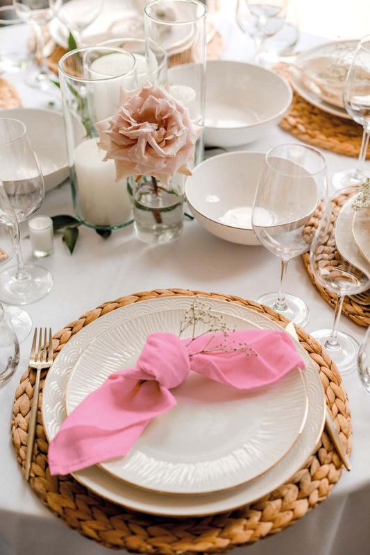 Tovaglioli Di Stoffa In Cotone Morbido - Set Da 10 Pezzi 40x40 Cm - Colore Rosa Cipria - Lavabili E Riutilizzabili Per Matrimoni E Cene