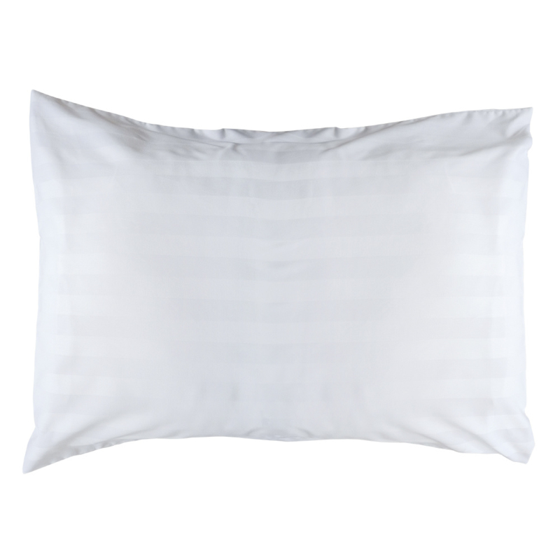 Poszewka na poduszkę, biała, 65x90 + 20 cm, tkane satynowe paski, PC 50-50, Treb PH