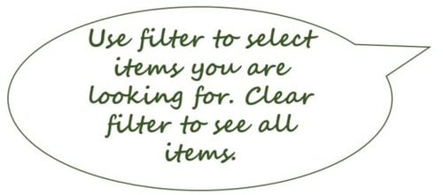 Use the filter to find the items you are looking for.....