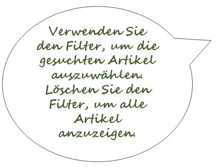Verwenden Sie den Filter, um die Artikel zu finden, die Sie suchen.....
