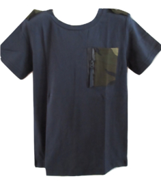 Shirt blauw met army zakje van J-Mirano