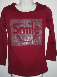 Longsleeve bordeaux rood smile van Kids & Style