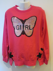 Sweater roze vlinder met omkeerbare pailetten