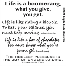 Stencil: Life is a boomerang 15x15 cm