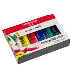 Amsterdam Standard Series acrylverf algemene selectie set | 6 × 20 ml