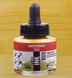Amsterdam Acrylinkt Fles 30 ml Lichtgoud 802
