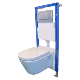 Wall-Hung White Ceramic Toilet with Concealed Frame and Cistern (HCG C5516P)