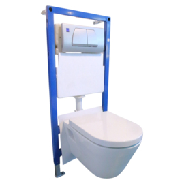 Hangtoilet wit keramiek met inbouwframe en stortbak (HCG C5516P)