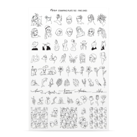 Moyra Stamping Plate 102 Fine Lines + Gratis Try-on plate Sheet