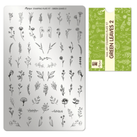 Moyra Stamping Plate 97 Green Leaves 2 + Gratis Try-on plate Sheet