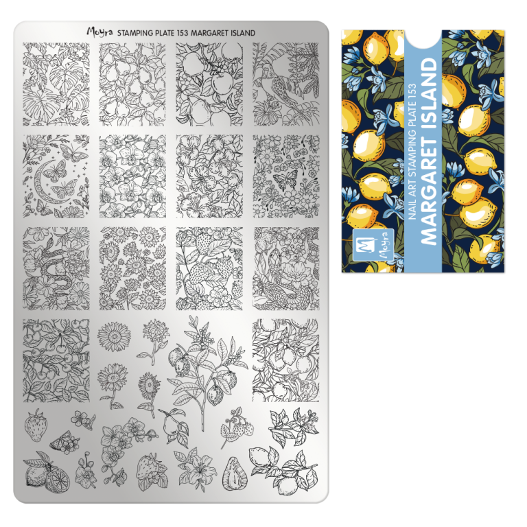 Moyra Stamping Plate 153 MArgaret-Island + Gratis Try-on plate Sheet
