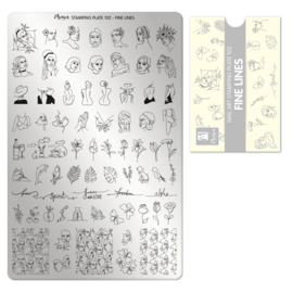 Moyra Stamping Plate 102 Fine Lines + Gratis Try-on plate Sheet