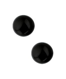 Zilveren oorknoppen zwarte ronde bol 8 mm onyx gerhodineerd