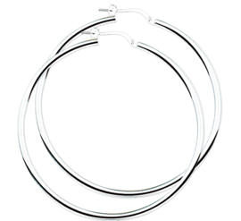 Zilveren oorringen rond hefboom-sluiting 16 - 80 mm x 2,5 mm