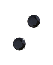 Zilveren oorknoppen zirkonia zwart rond 4 - 8