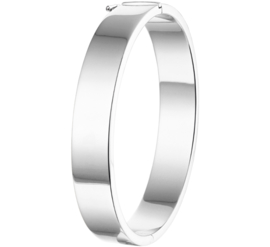 Zilveren slavenarmband vlak 10 x 60 / 65 mm scharnier + rhodium