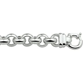 Jasseron zilveren armband 20-24 cm 14 mm (groot springslot)