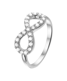 Zilveren ring  infinity zirkonia 8 mm maat 17,75- 19