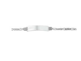 Zilveren graveerarmband figaro naamplaatje 13 - 15 cm