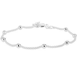 Zilver armband met bolletjes 18  + 3 cm x 3 mm