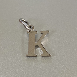 Zilver hanger letter K gerhodineerd