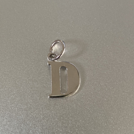 Zilver hanger letter D gerhodineerd