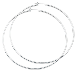 Zilveren oorringen rond hefboom-sluiting 16 - 80 mm x 2,5 mm