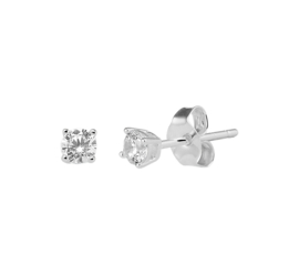Zilveren oorknoppen zirkonia chaton 3 -  5 mm