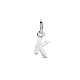 Zilver hanger letter K gerhodineerd