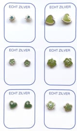 Zilveren oorstekers groen