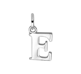 Zilver hanger letter E gerhodineerd
