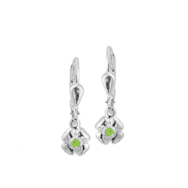 Zilveren oorhangers bloem groene steen