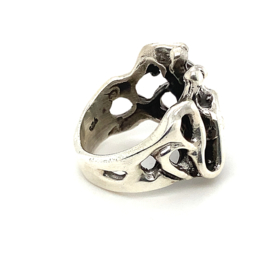 Zilveren ring fantasie geoxideerd mt 16 - 19 x 19 mm