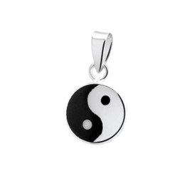 Zilveren bedel Yin Yang  zwart-wit onyx