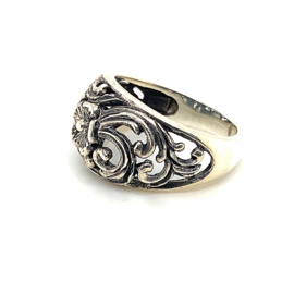 Zilveren ring vrije vorm bloemen 17 - 18,75 x 13 mm
