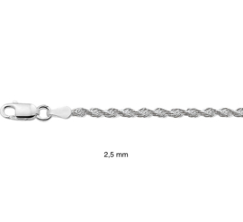 Zilveren ketting koord 50 cm x 2,5 - 5,5 mm