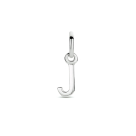 Zilver hanger letter J gerhodineerd