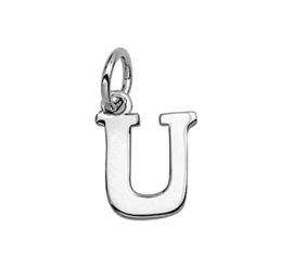 Zilver hanger letter U gerhodineerd