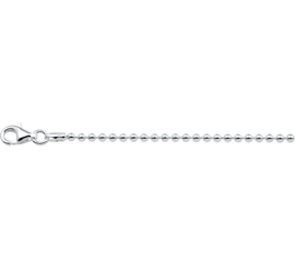 Zilveren  collier/ketting bolletjes 50-80 cm x 2 mm