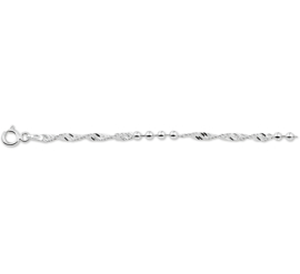 Zilver armband singapore met bolletjes 18 cm x 3 mm