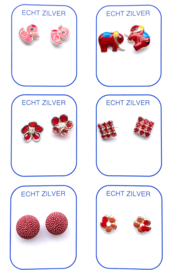 Zilveren oorstekers rood