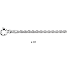 Zilveren ketting koord  42 cm x 2 - 3 mm