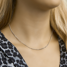 Zilveren collier/ketting 42 cm gourmet gerhodineerd 1,6 mm