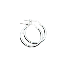 Zilveren oorringen rond hefboom-sluiting 16 - 80 mm x 2,5 mm
