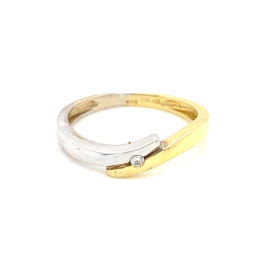 Gouden ring dames 14 karaat zirkonia mt 17,5